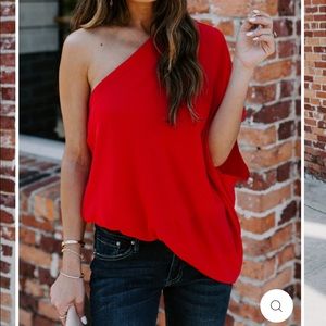 NWT - beautiful red one shoulder blouse